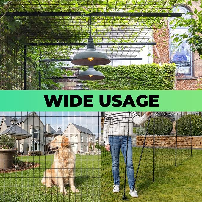 16GA Black PVC Coated Welded Wire Fencing 48 Inch x 50 Foot, 2 Inch x 3 Inch, Garden Border Fencing Roll Vinyl Coating Metal Wire Mesh for Yard Vegetable Plant Protection Poultry Netting