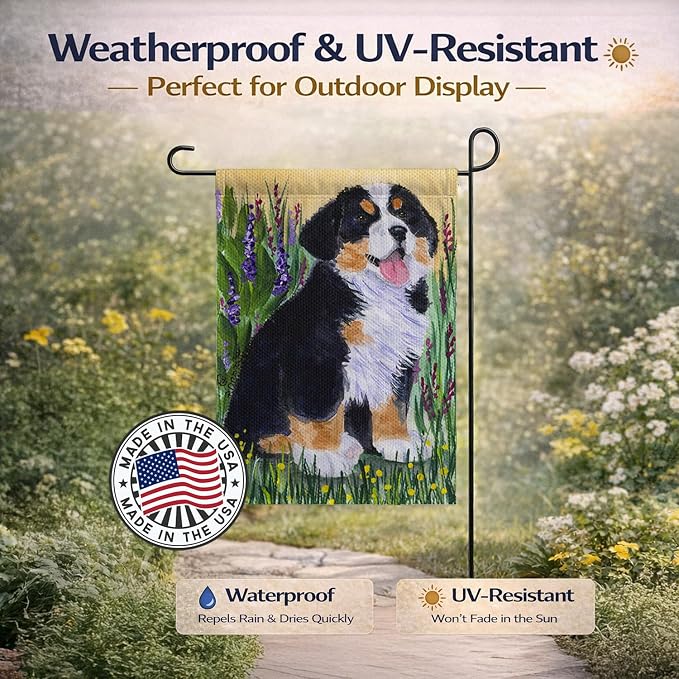 Caroline's Treasures SS8215GF Bernese Mountain Dog Garden Flag Mailbox Flag Decorative Yard Flag Banner Outside Patio Artwork Yard Flower Beds, Garden Size, Multicolor