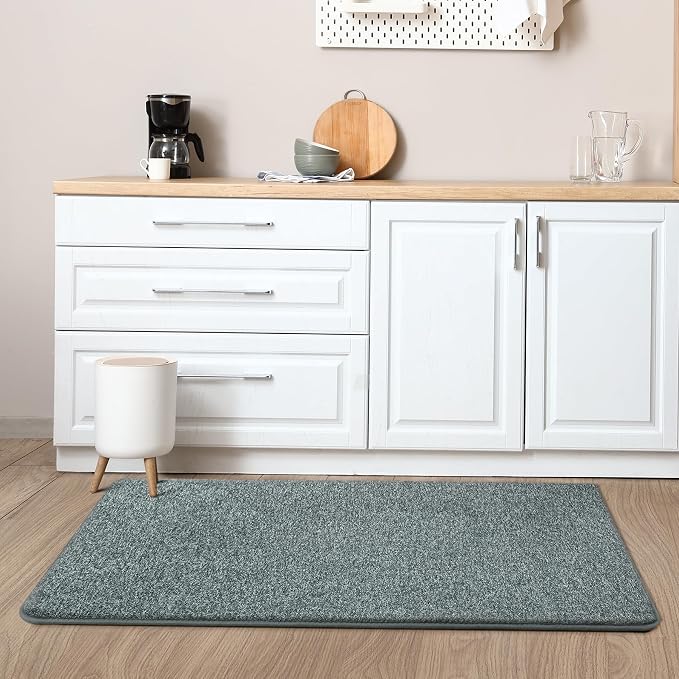 Chicrug Memory Foam 2x4 Small Runner Rugs for Hallway Entryway Bedroom | Modern Low-Pile Carpet Runner Rug for Kitchen, Throw Kids Rug for Bedside Dorm Room Decor, Grey and White