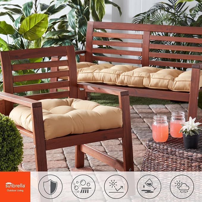 Outdoor 51 x 18-inch Sunbrella Bench Cushion, Canvas Wheat