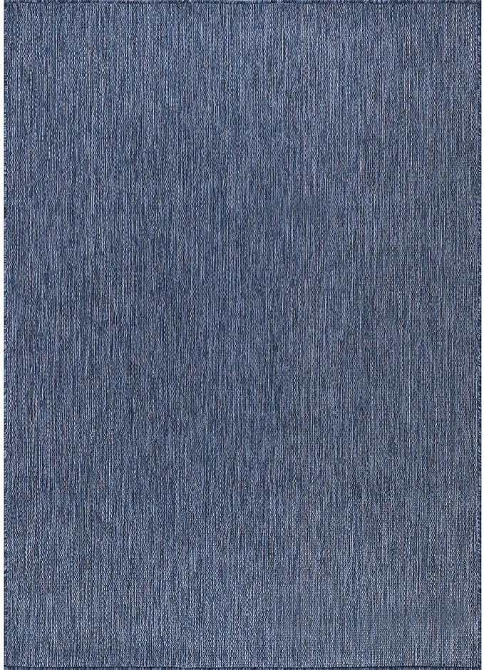 Washable Indoor Outdoor Rug 9x12 Weather Resistant Area Rugs Modern Solid for Porch Deck Balcony Backyard Patio Outside Carpet (9 X 12 Azure Blue)
