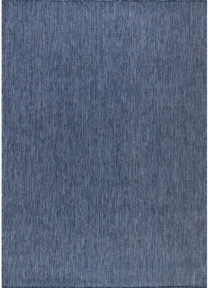 Washable Indoor Outdoor Rug 8x10 Weather Resistant Area Rugs Modern Solid for Porch Deck Balcony Backyard Patio Outside Carpet (8 X 10 Azure Blue)