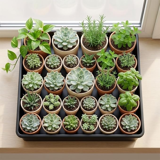 10 Pack Square Plant Saucer 12 Inches Plant Trays for Pots Plastic Square Drip Trays Flower Pot Saucers Black Planter Water Tray Plant Drainage Tray, Black
