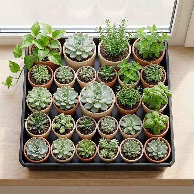 10 Pack Square Plant Saucer 13 Inches Plant Trays for Pots Plastic Square Drip Trays Flower Pot Saucers Black Planter Water Tray Plant Drainage Tray, Black