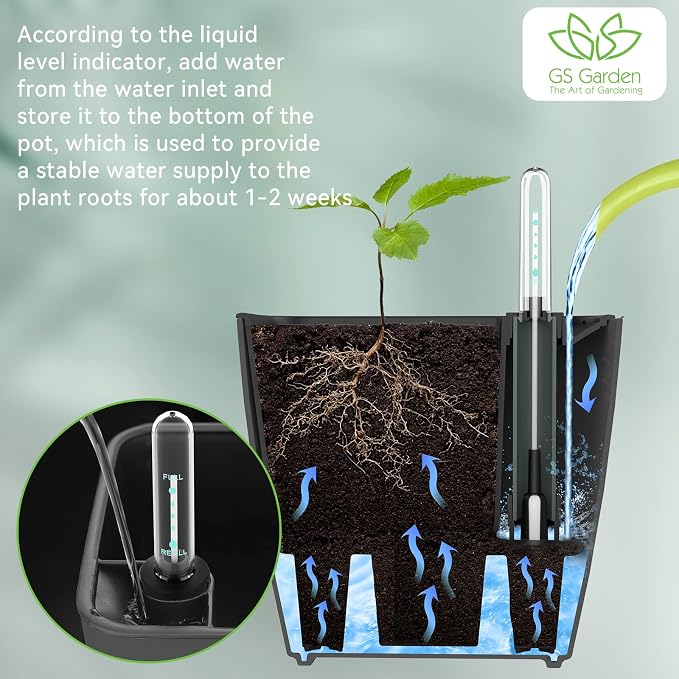Self Watering Planters for Indoor Plants : 5 inch 6 Pack Grey Planter with Water Level Indicator African Violet Self Watering Flower Pot for Herb Pot House Plant Planting