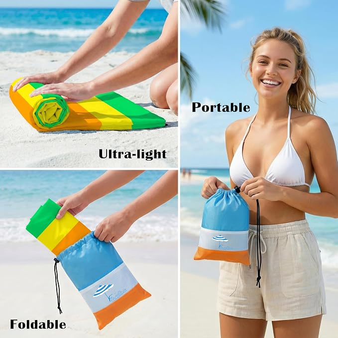 Famstar Beach Blanket Oversized Extra Large 78"X81"/10'X9',Waterproof Sandproof Beach Blanket 2-8 Adults Lightweight Durable for Travel Camping Hiking Picnic