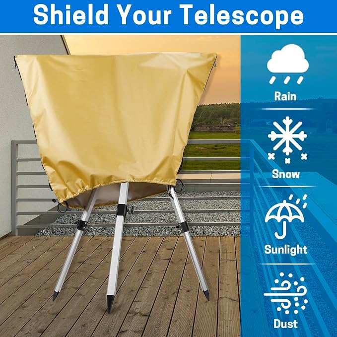 VISEMAN Telescope Cover, Waterproof with Reflective Silver Coating | 39" x 30", Dual Zippers and Drawstring, for Refractor and Reflector Telescopes
