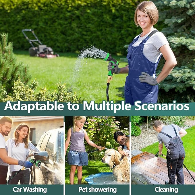 100 ft Garden Hose,2026 New Improved Lightweight All-Weather Water Hoses, Ultra Durable and Flexible Garden Hose with 10-Function Spray Nozzle, Leak-Free Connections Garden Hose for Yard, Lawn,Outdoor