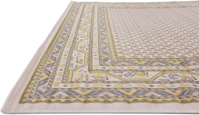 Unique Loom Williamsburg Collection Traditional Border with Dotted Center Area Rug, Rectangular 8' 0" x 10' 0", Beige/Yellow