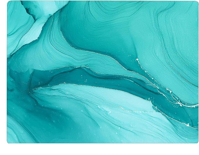 Aqua Blue Marble Kitchen Glass Cutting Board Ocean Decorative Gift Marbled Granite Stone Rock Gift For Her Mom Wife (Aqua Marble)