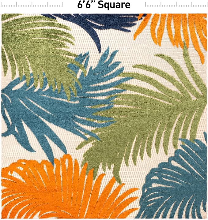 Rugshop Lucca Contemporary Floral Indoor/Outdoor Square Rug 6' 6" Multi
