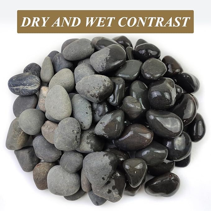 FANTIAN 20 lbs Natural Unpolished Black Rocks Mexican Beach Pebbles, 2-3 Inch Decorative Black River Rocks for Outdoor Landscaping, Garden Paving, Plant Rocks, Fountain and Walkways