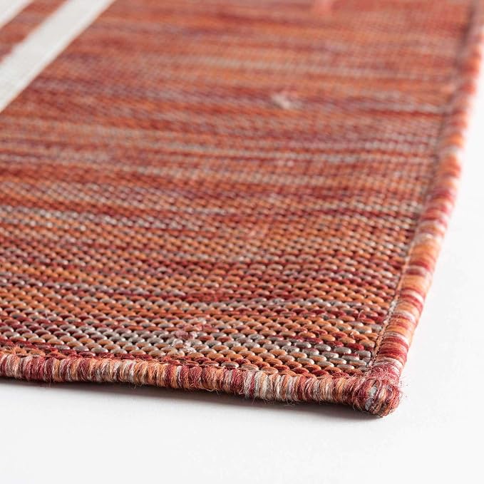 Unique Loom Outdoor Collection Area Rug - Anguilla (9' x 12' Rectangle, Rust Red/ Ivory)