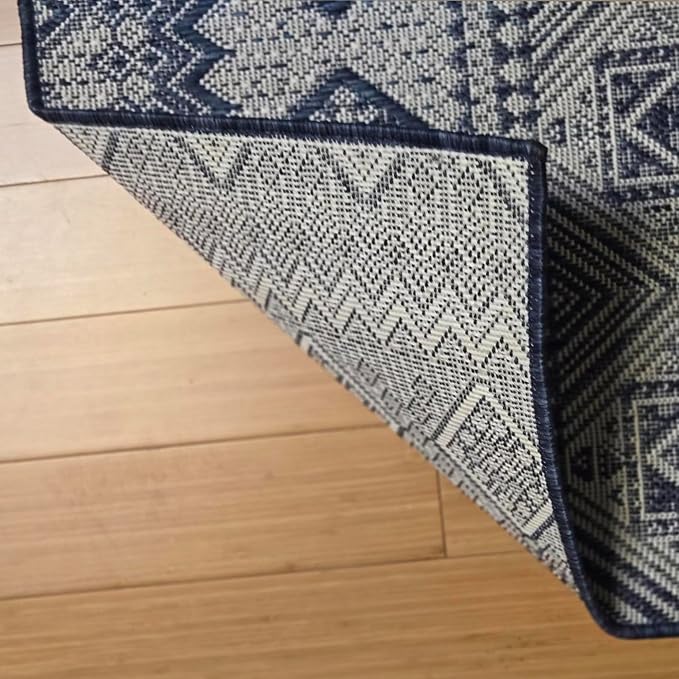 Gertmenian Indoor Outdoor Bohemian Area Rug - 6x9 Medium, Fade Resistant, Ideal for High Traffic in Living Room, Bedroom, Patio - Moroccan, Blue, 27102