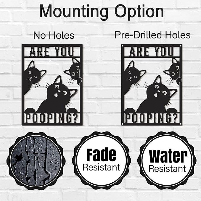 Custom Funny Cat Are You Pooping Metal Wall Art Sign, Personalized Bathroom Humor Decor, Cute Cat Toilet Sign, Quirky Restroom Wall Decor, Funny Gift for Cat Lovers