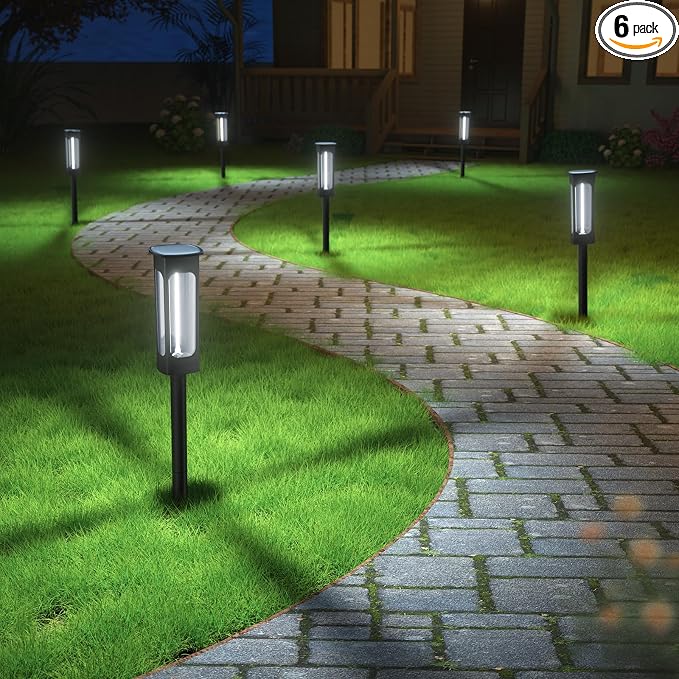 VOLISUN Solar Pathway Lights,6 Pack LED Solar Lights Outdoor Waterproof, Landscape Lighting,Cool White Color Solar Path Lights,Landscape Lights,Solar Garden Lights for Yard Lawn Driveway Walkway
