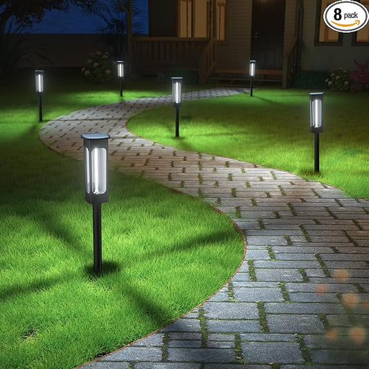 VOLISUN Solar Pathway Lights,8 Pack LED Solar Lights Outdoor Waterproof, Landscape Lighting,Cool White Color Solar Path Lights,Landscape Lights,Solar Garden Lights for Yard Lawn Driveway Walkway