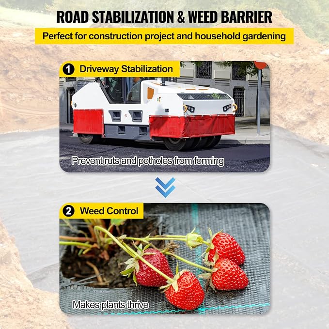 Happybuy Driveway Fabric, 13x60ft Commercial Grade Landscape Fabric, Garden Weed Barrier Fabric Heavy Duty, Geotextile Fabric Underlayment Gravel, Ground Cover Drainage Fabric, Weed Mat Cloth | Soil-Friendly and Highly Permeable,Smooth and Precise Edges
