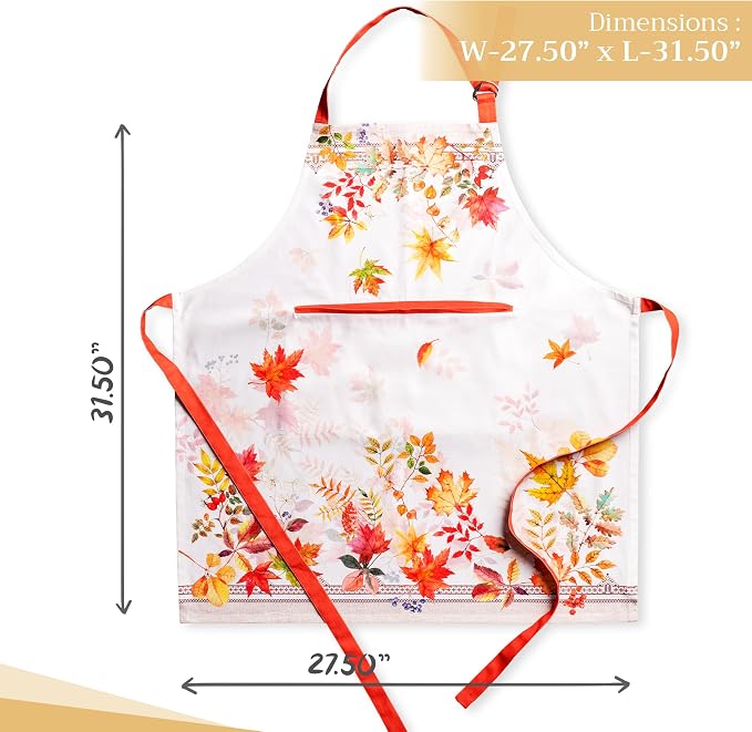 Maison d' Hermine Aprons for women with Pocket 100% Cotton (27.50"x31.50") | Adjustable Neck Strap & long ties Apron Men Chef Wedding Cooking Gardening Server Maid