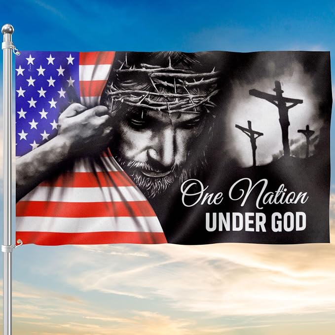 FLAGWIX 4x6 Patriot American Flags, One Nation Under God American Jesus Flag, Decorations For Home, Outside, Independence Day House Flag, Patriot Decorations - Outdoor Decor Flag with Grommets