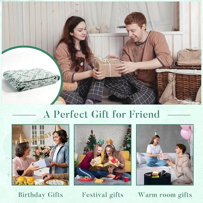 91'' x 71''Extra Large Outdoor Boho Picnic Blanket,Woven Cotton Yarn Blanket with Fringe for Boho Decor Camping Lawn Wedding Photoshoot Beach Park Grass (Green)