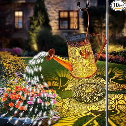 Solar Watering Can Lights, Hummingbird Gifts for Women Mom Grandma Birthday, Waterproof Outdoor Garden Decor Large Hanging Solar Lanterns Garden Lights for Patio Porch Yard Flowerbed Pathway