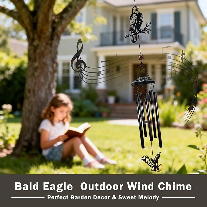 Memorial Wind Chimes Outdoor Decor - 40" Bald Eagle Large Wind Chimes for Outside Deep Tone,Memorial Windchimes for Backyard Balcony Porch Home Decor,Best Gifts for Women/Men Friend Birthday Holiday