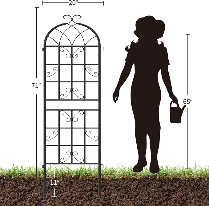 2 Pack 71x20in Garden Trellises, Butterfly Black Metal Coated Rustproof Trellis for Climbing Plants Outdoor, Roses, Vegetables, Vines, Cucumbers