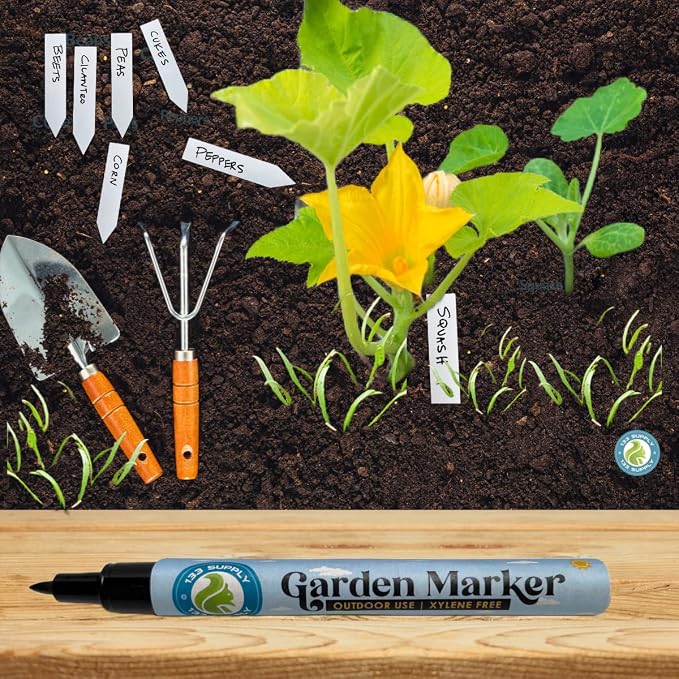 2 Pack Garden Marker Pen Permanent Markers Black (UV Fade Resistant Marker Pens for Plant Markers Garden Markers Waterproof Pen Black Markers Outdoor Marker for Garden Plant Labels 0.8mm)
