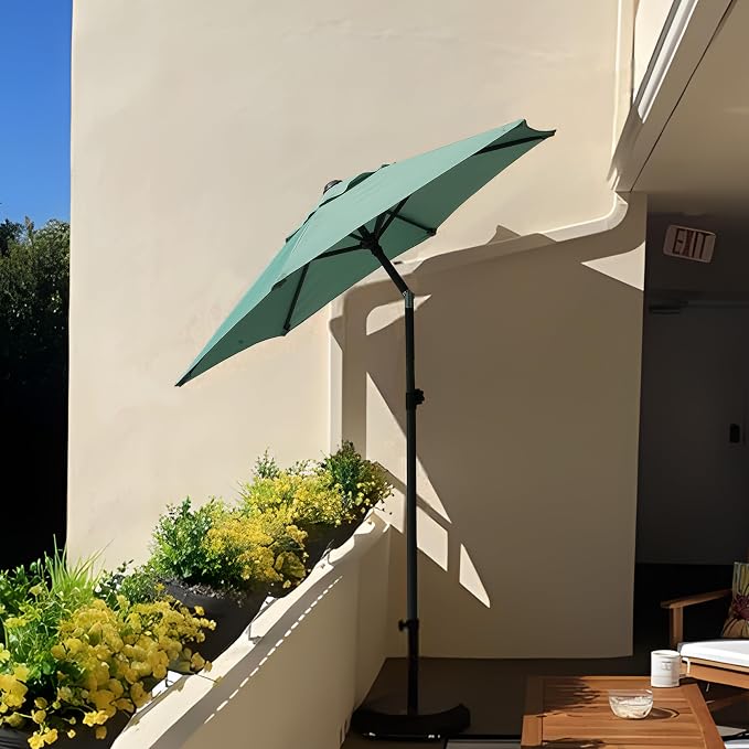 AMMSUN 6ft Patio Umbrella Outdoor Table Umbrellas with Push Button Tilt, UPF50+ Premium Steel Pole and Ribs for Deck, Lawn, Garden, Backyard & Pool (Aqua Green)