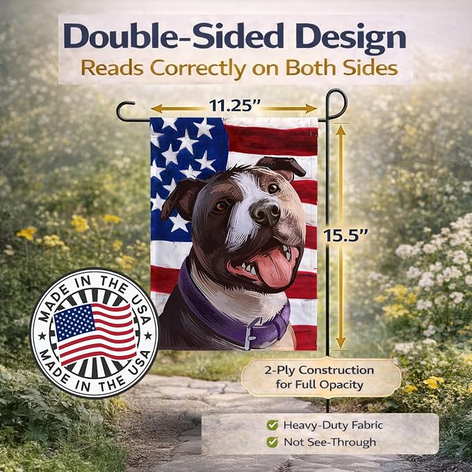 Caroline's Treasures CK6467GF Bull Terrier Dog American Flag Garden Flag Mailbox Flag Decorative Yard Flag Banner Outside Patio Artwork Yard Flower Beds, Garden Size, Multicolor
