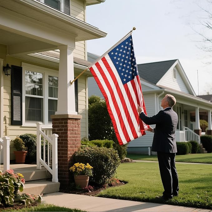 American Flag 3x5 Ft for Outside Heavy Duty, Embroidered Stars Sewn Stripes All Weather Waterproof UV Resistant USA Flag with Brass Grommets, Outdoor US Flag for Patio Yard Garden Commercial Use