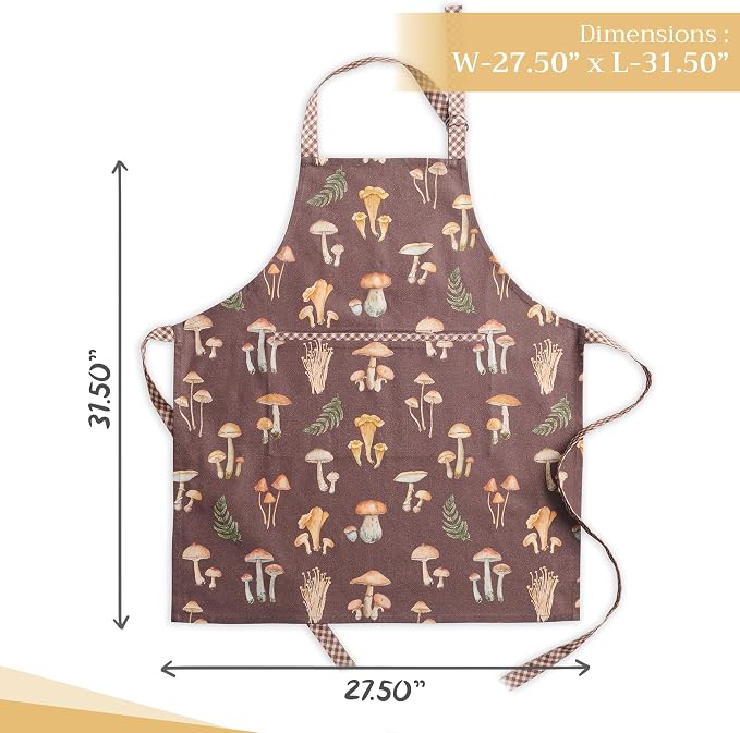 Maison d' Hermine Aprons for women with Pocket 100% Cotton (27.50"x31.50") | Adjustable Neck Strap & long ties Apron Men Chef Wedding Cooking Gardening Server Maid