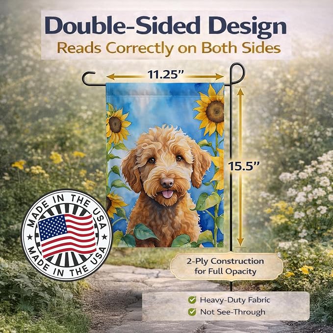 Caroline's Treasures DAC6113GF Labradoodle in Sunflowers Garden Flag Mailbox Flag Decorative Yard Flag Banner Outside Patio Artwork Yard Flower Beds, Garden Size, Multicolor