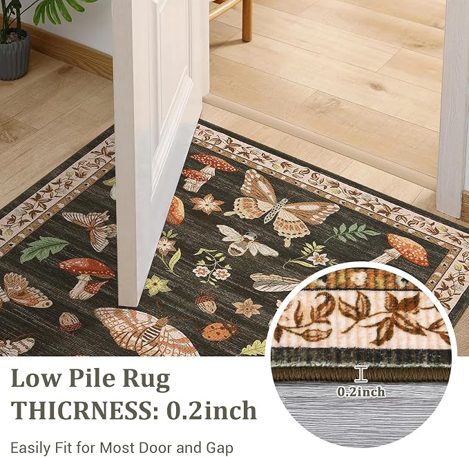 ROYHOME Mushroom Rug Black