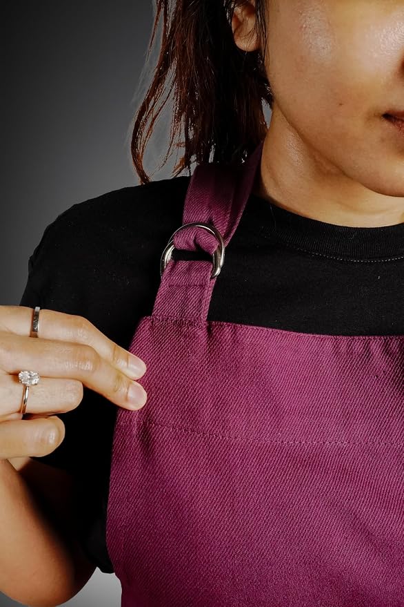 100% Cotton Kitchen Apron with 2 Pockets – Adjustable Chef Apron for Cooking Baking BBQ – Unisex Apron