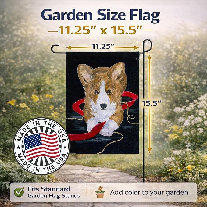 Caroline's Treasures SS8570GF Corgi Garden Flag Mailbox Flag Decorative Yard Flag Banner Outside Patio Artwork Yard Flower Beds, Garden Size, Multicolor