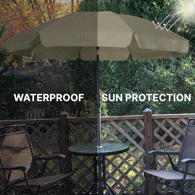 AMMSUN Patio Umbrella, 6.5 ft Outdoor Table Umbrella with Tilt Steel Pole, UPF50+ Protection, Great for Outdoor Garden Backyard, Tan
