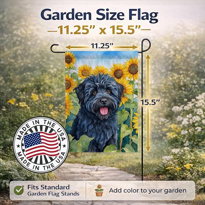 Caroline's Treasures DAC6146GF Puli in Sunflowers Garden Flag Mailbox Flag Decorative Yard Flag Banner Outside Patio Artwork Yard Flower Beds, Garden Size, Multicolor