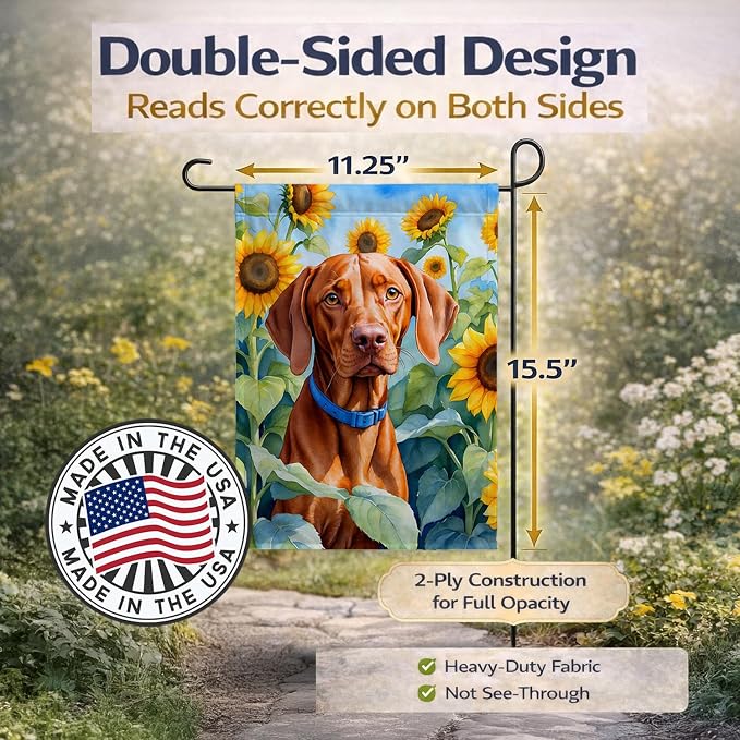 Caroline's Treasures DAC6169GF Vizsla in Sunflowers Garden Flag Mailbox Flag Decorative Yard Flag Banner Outside Patio Artwork Yard Flower Beds, Garden Size, Multicolor