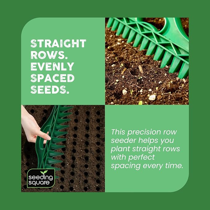 The Row Seeder by Seeding Square – Handheld Garden Tool for Precise Seed & Seedling Spacing in Rows & Seed Trays – for Vegetables, Flowers & Herbs. Durable & Ergonomic