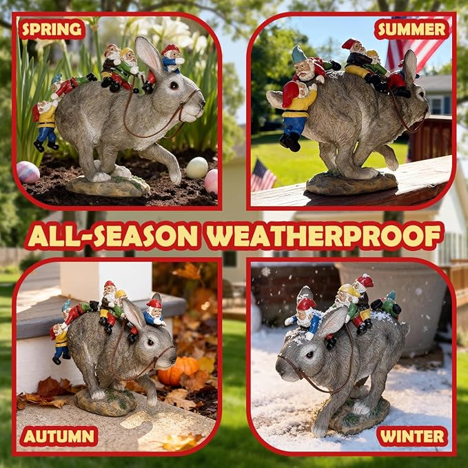 Sunthus Funny Garden Gnomes Decorations for Yard | Bunny Statue Outdoor Decor For Rabbit Lover