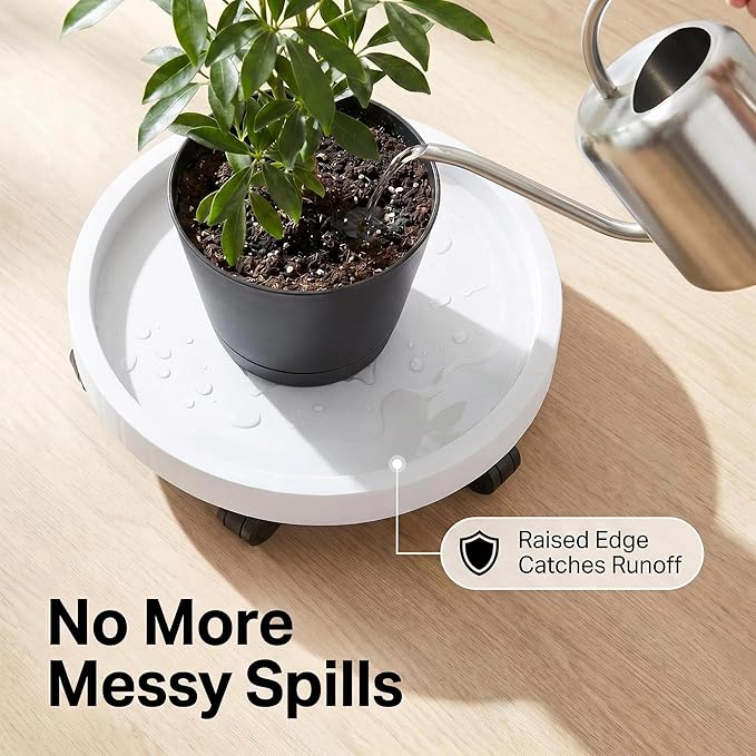 2 Pack of 12.6 Inch Planter Caddies Rolling Saucer Caddy with Wheels, Heavy Duty Wheeled Stand for Potted Plant, Round Coaster Roller Base Tray with Casters, Flower Pot Dolly Holder for Indoor Outdoor