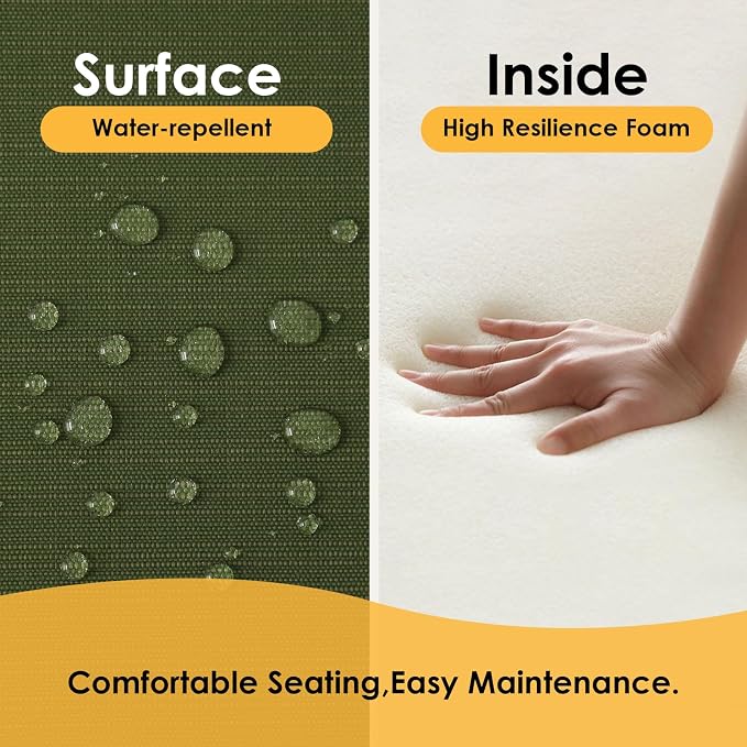 Outdoor Cushions for Patio Furniture Set of 2, 24"x24" Water Repellent Chair Cushions Removable Seat Bottom & Back Cushion Covers for Chair, Sofa, Couch, Deep Forest Green