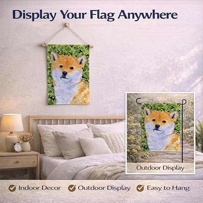 Caroline's Treasures SS8719GF Shiba Inu Garden Flag Mailbox Flag Decorative Yard Flag Banner Outside Patio Artwork Yard Flower Beds, Garden Size, Multicolor