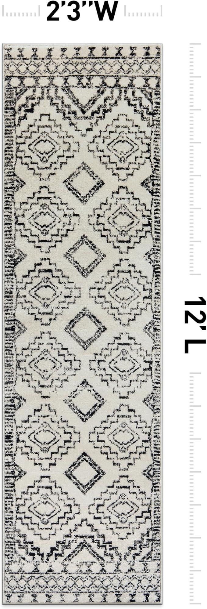 Rugshop Southwestern Geometric Tribal Boho Runner Rug Cream 2' 3" x 12' | Size 2' 3" x 12', Living Room, Bedroom, Dining Room, Home Office, Kitchen, Entryway, Hallway, Nursery, Kids Room, Guest Room
