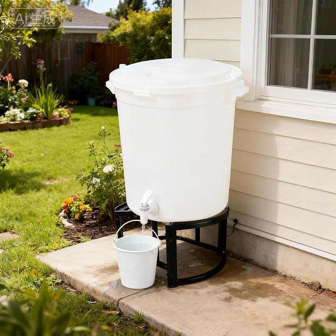 Stainless Steel Rain Barrel Stand - Fits 45/50/55 Gallon Tanks, Heavy Duty Water Collection Base with Non-slip Feet, Outdoor Weatherproof, Rust-Proof for Outdoor Water Storage Garden
