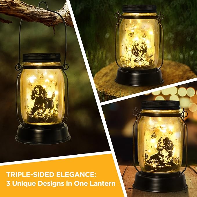 kyoryuger Cocker Spaniel Dog Gifts for Women/Men Cocker Spaniel Solar Lanterns Birthday Dog Lovers Lantern Pet Loss Dog Memorial Lights Solar Garden Decoration for Yard, Patio,Backyard,Porch Torches