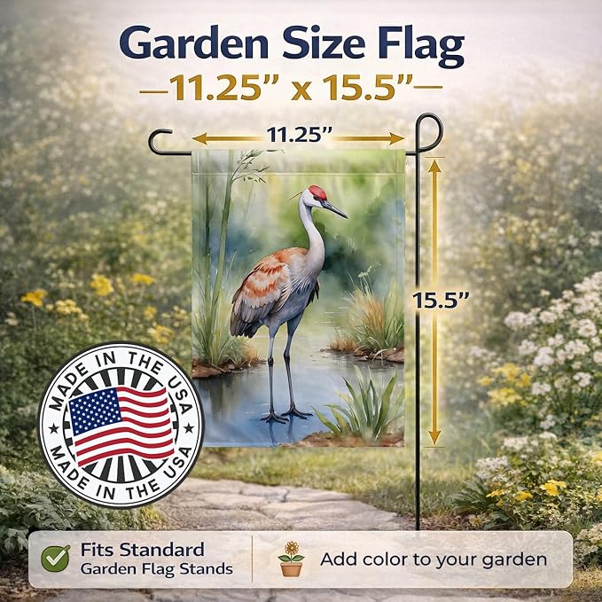 Caroline's Treasures Sandhill Crane Garden Flag Mailbox Flag Decorative Yard Flag Banner Outside Patio Artwork Yard Flower Beds, Garden Size, Multicolor