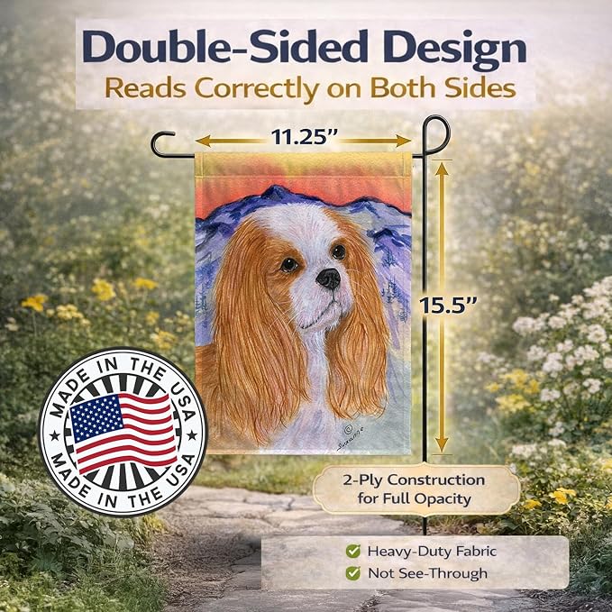 Caroline's Treasures SS8164GF Cavalier Spaniel Garden Flag Mailbox Flag Decorative Yard Flag Banner Outside Patio Artwork Yard Flower Beds, Garden Size, Multicolor